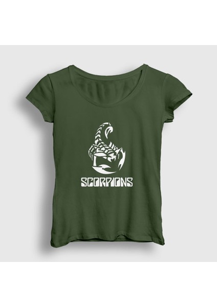 Kadın Haki Logo Scorpions T-Shirt