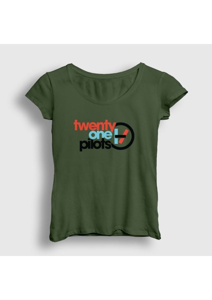 Kadın Haki Twenty One Pilots T-Shirt