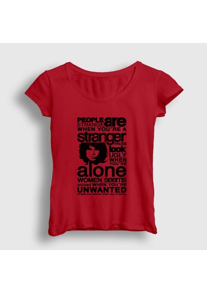 Kadın Kırmızı Stranger The Doors T-Shirt