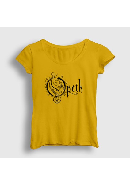 Kadın Sarı Logo Opeth T-Shirt