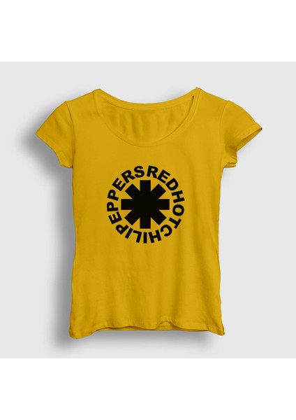 Kadın Sarı Logo V3 Red Hot Chili Peppers T-Shirt