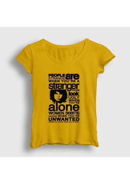 Kadın Sarı Stranger The Doors T-Shirt