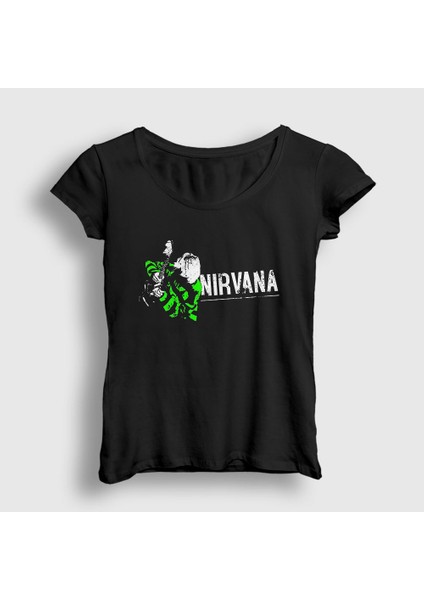 Kadın Siyah Kurt Cobain Nirvana T-Shirt