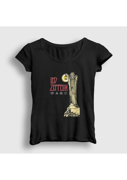 Kadın Siyah Stairway Led Zeppelin T-Shirt
