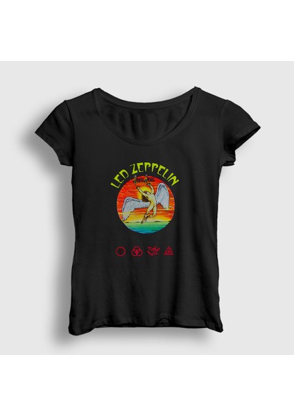 Kadın Siyah Swan Led Zeppelin T-Shirt