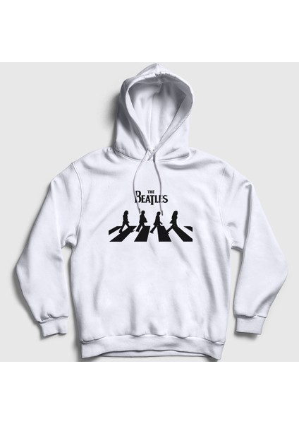 Unisex Beyaz Abbey Road The Beatles Kapüşonlu Sweatshirt