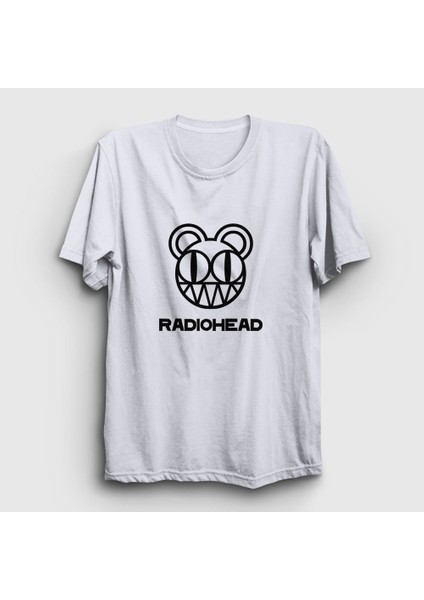 Unisex Beyaz Bear Logo Radiohead T-Shirt