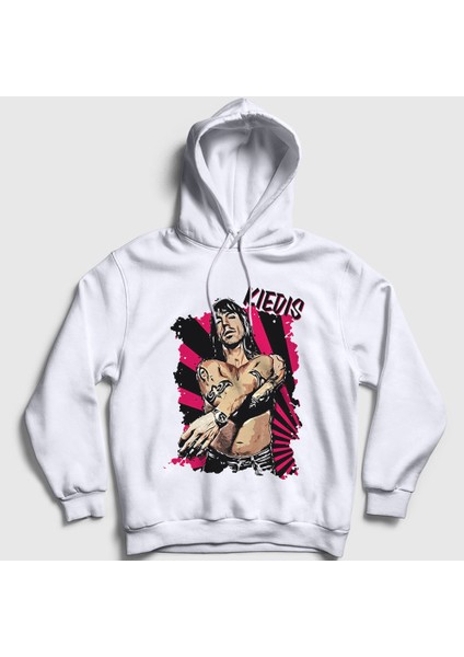 Unisex Beyaz Kiedis Red Hot Chili Peppers Kapüşonlu Sweatshirt
