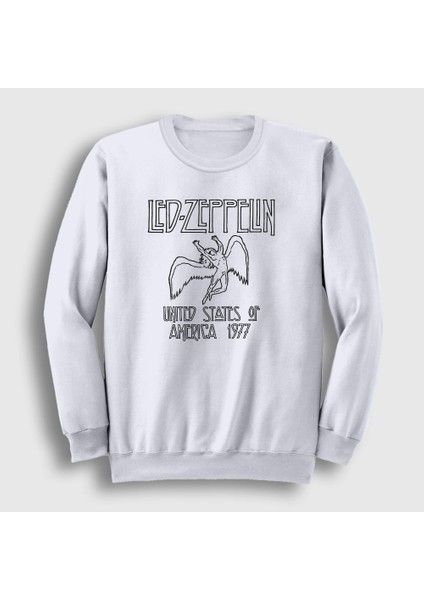 Unisex Beyaz Logo Led Zeppelin Sweatshirt