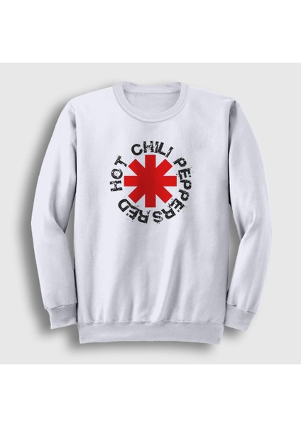 Unisex Beyaz Logo V2 Red Hot Chili Peppers Sweatshirt