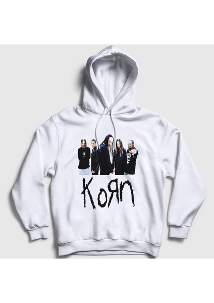 Unisex Beyaz Members Korn Kapüşonlu Sweatshirt