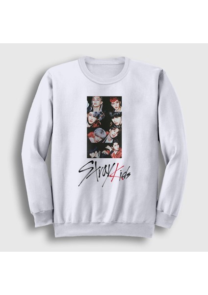 Unisex Beyaz Members Stray Kids Sweatshirt