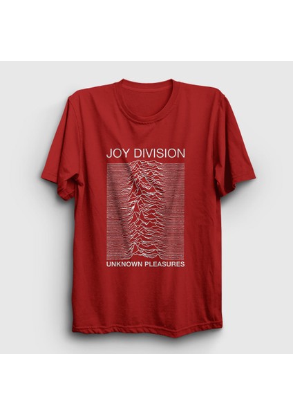 Unisex Kırmızı Unknown Pleasures Joy Division T-Shirt