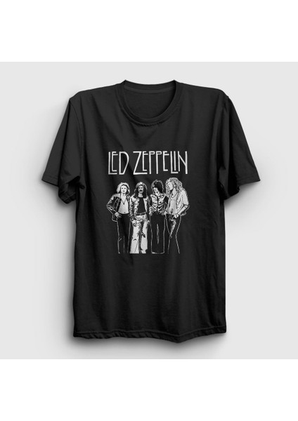 Unisex Siyah Band Led Zeppelin T-Shirt