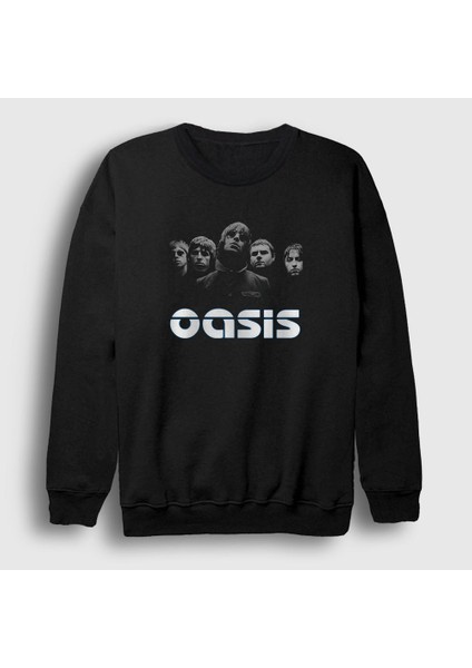 Unisex Siyah Band Oasis Sweatshirt