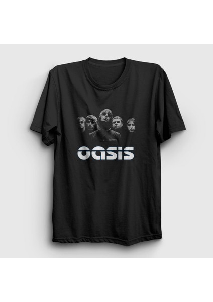 Unisex Siyah Band Oasis T-Shirt