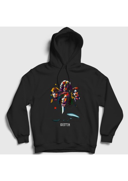 Unisex Siyah Band V2 Led Zeppelin Kapüşonlu Sweatshirt