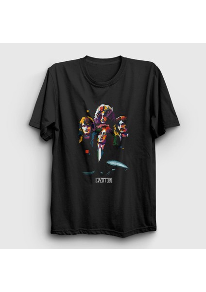 Unisex Siyah Band V2 Led Zeppelin T-Shirt