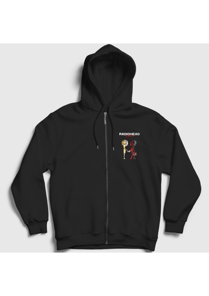 Unisex Siyah Best Radiohead Fermuarlı Kapüşonlu Sweatshirt