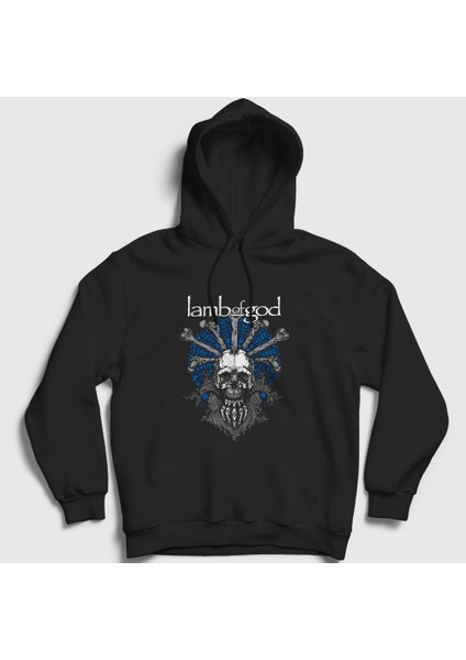 Unisex Siyah Bones Lamb Of God Kapüşonlu Sweatshirt