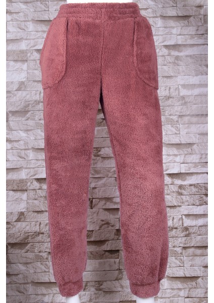 Peluş Paçası Büzgülü Tek Eşofman Altı