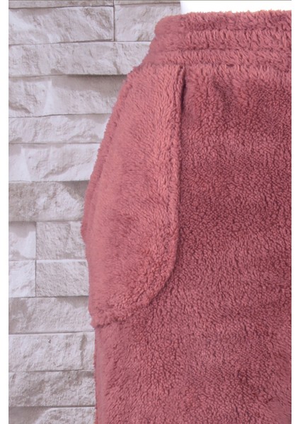 Peluş Paçası Büzgülü Tek Eşofman Altı