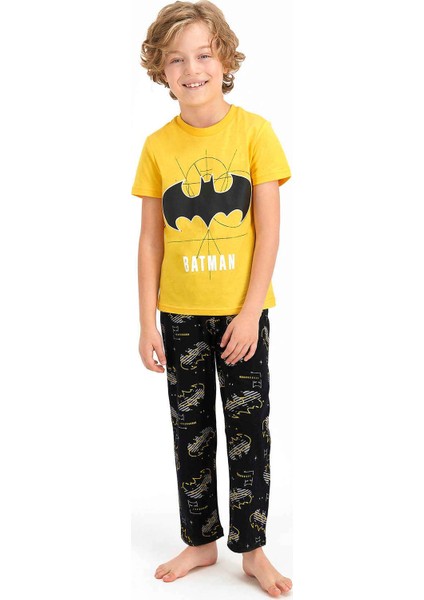 Hello Kitty Lisanslı Koyu Sarı Kız Çocuk Kısa Kol Pijama Takımı