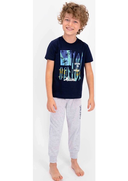 Dream Surfer Lacivert Genç Erkek Kısa Kol Pijama Takımı