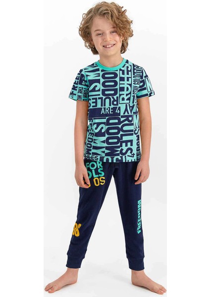 Freedom Nil Yeşili Genç Erkek Kısa Kol Pijama Takımı