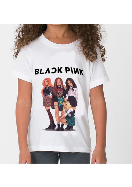 Blackpink Anime Çocuk Tişört Beyaz Unisex