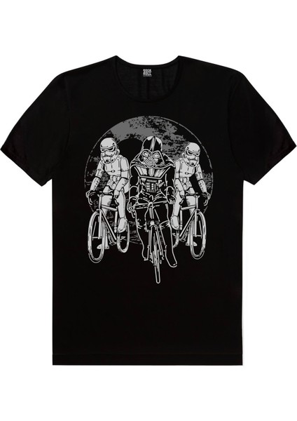 Yıldız Bisikletçileri Kız Siyah Kısa Kollu Erkek T-Shirt