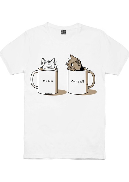 Sütlü Sade Beyaz Kısa Kollu Erkek T-Shirt