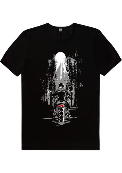 Yalnız Kovboy Siyah Kısa Kollu Erkek T-Shirt