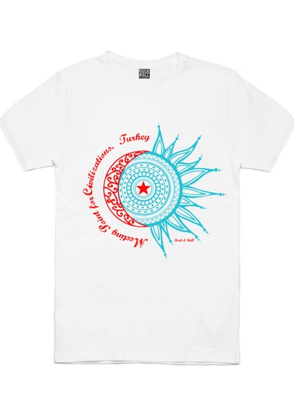 Türkiye Ay Yıldız Beyaz Kısa Kollu Erkek T-Shirt