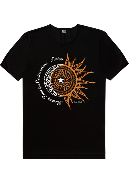 Türkiye Ay Yıldız Siyah Kısa Kollu Erkek T-Shirt