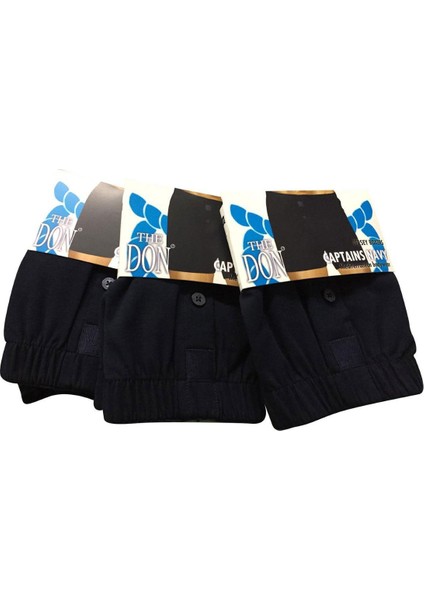 Lacivert 3'lü Likralı Jersey Penye Boxer