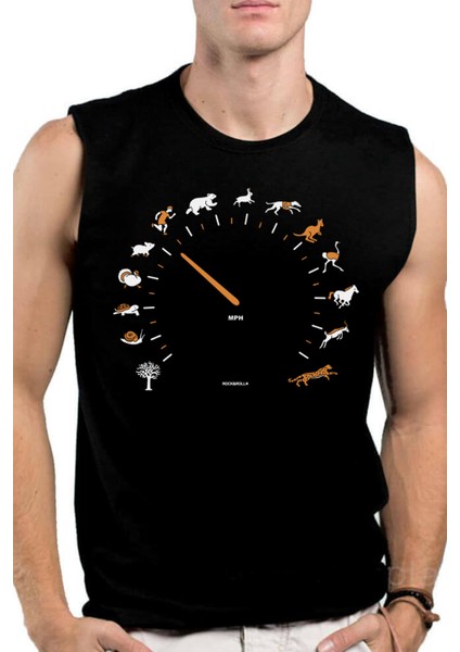 Sürat Göstergesi Siyah Kesik Kol | Kolsuz Erkek T-Shirt | Atlet