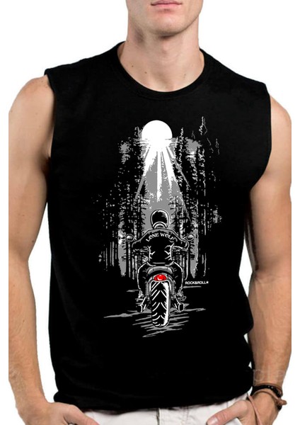 Yalnız Kovboy Siyah Kesik Kol | Kolsuz Erkek T-Shirt | Atlet