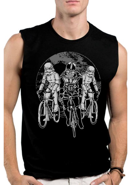 Yıldız Bisikletçileri Siyah Kesik Kol | Kolsuz Erkek T-Shirt | Atlet