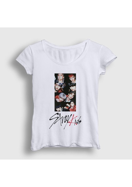 Kadın Beyaz Members Stray Kids T-Shirt
