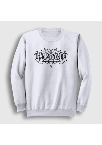 Unisex Beyaz Logo V2 Katatonia Sweatshirt
