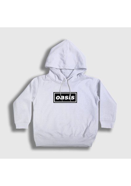 Unisex Çocuk Beyaz Logo Oasis Kapüşonlu Sweatshirt