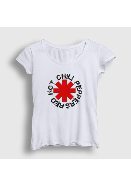 Kadın Beyaz Logo V2 Red Hot Chili Peppers T-Shirt