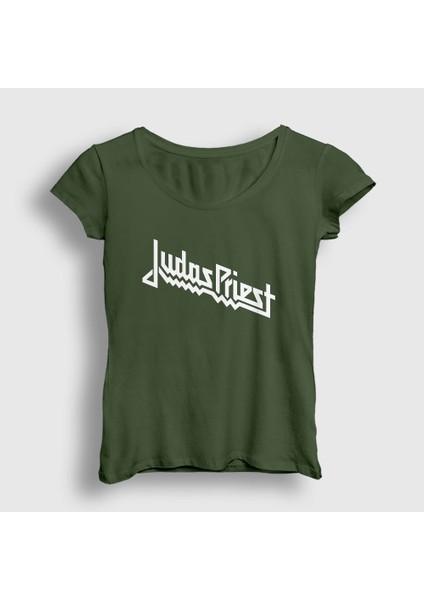 Kadın Haki Logo Judas Priest T-Shirt