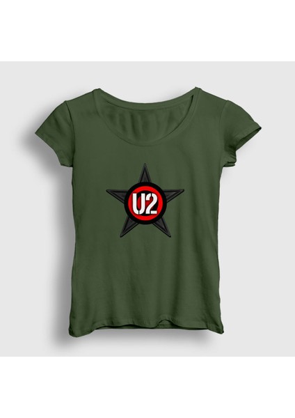 Kadın Haki Star U2 T-Shirt