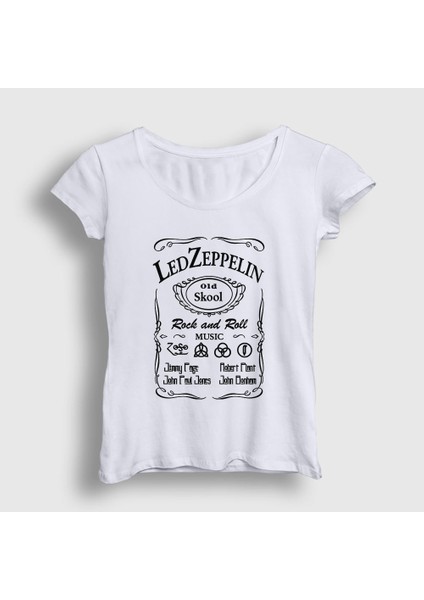 Kadın Beyaz Old Led Zeppelin T-Shirt