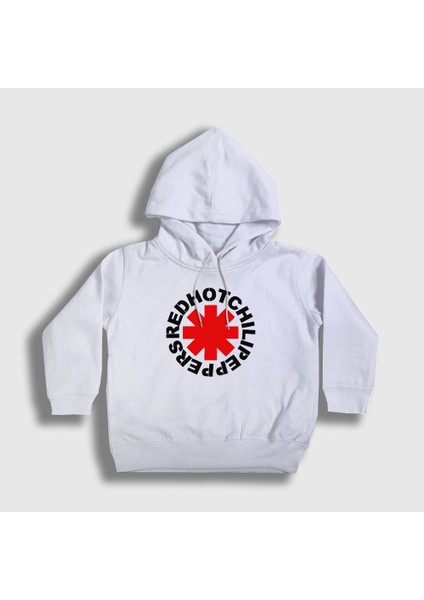 Unisex Çocuk Beyaz Logo Red Hot Chili Peppers Kapüşonlu Sweatshirt