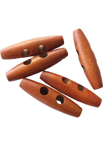 5li Ahşap Çoban Düğme 4 cm Taba