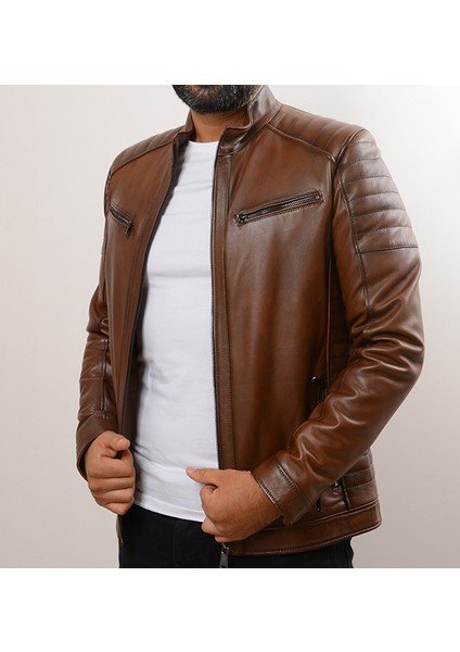 Erkek Taba Deri Ceket