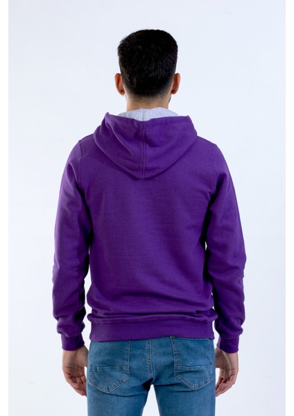 Unisex Mor Kapüşonlu Sweatshirt